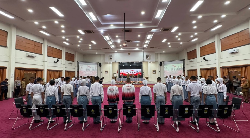 Suasana pembukaan Pusdiklat Paskibraka Kalimantan Timur 2026 di Aula BPSDM Provinsi Kaltim, Samarinda.